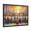 Modern-Day People At Long Table in Contemporary Setting Framed Poster