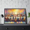 Modern-Day People At Long Table in Contemporary Setting Framed Poster