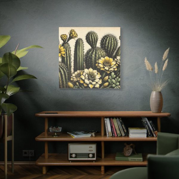 101419-104.jpg Vintage-Style Illustration of Cacti With Yellow Flowers Standard Canvas