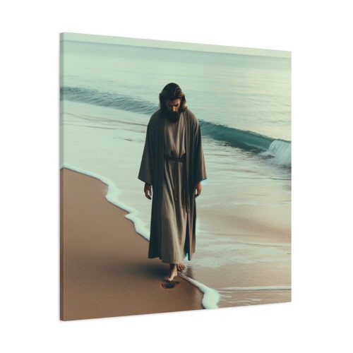 Person Walking at the Edge of the Surf on a Beach Standard Canvas