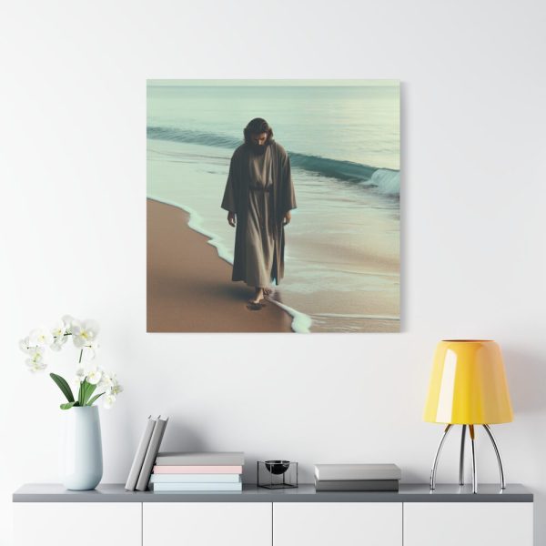 101419-162.jpg Person Walking at the Edge of the Surf on a Beach Standard Canvas
