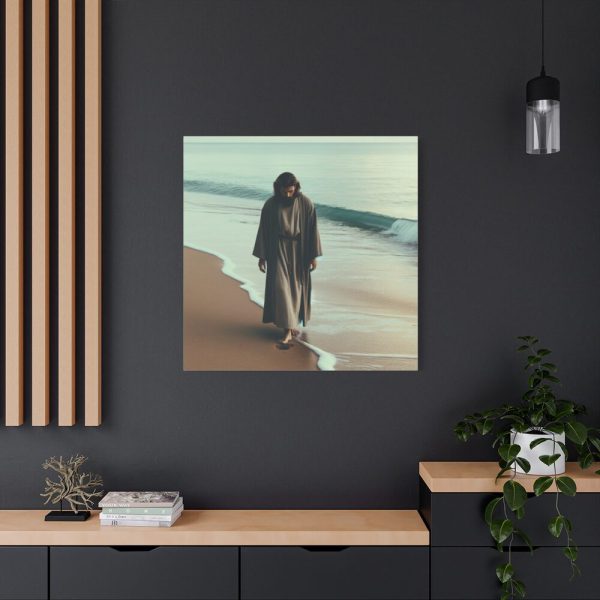 101419-163.jpg Person Walking at the Edge of the Surf on a Beach Standard Canvas