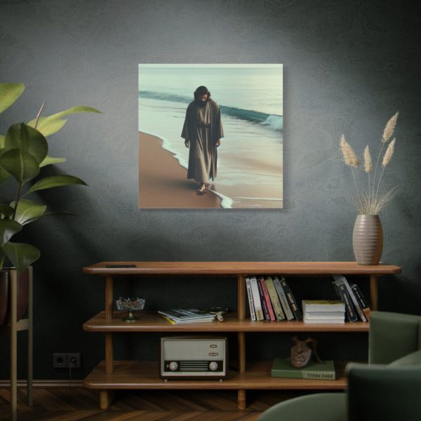 101419-164.jpg Person Walking at the Edge of the Surf on a Beach Standard Canvas