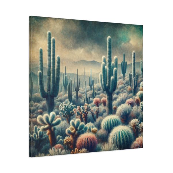 101419-95.jpg Vintage Art Painting of Colder Cactus Desert Landscape Standard Canvas
