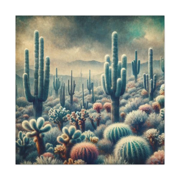101419-96.jpg Vintage Art Painting of Colder Cactus Desert Landscape Standard Canvas