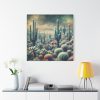 101419-97.jpg Vintage Art Painting of Colder Cactus Desert Landscape Standard Canvas