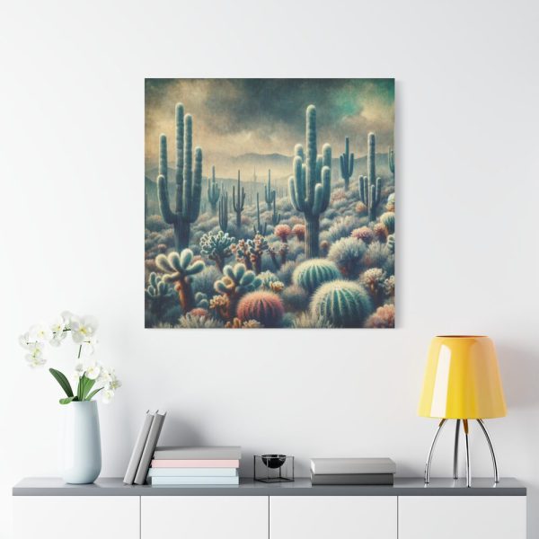 101419-97.jpg Vintage Art Painting of Colder Cactus Desert Landscape Standard Canvas