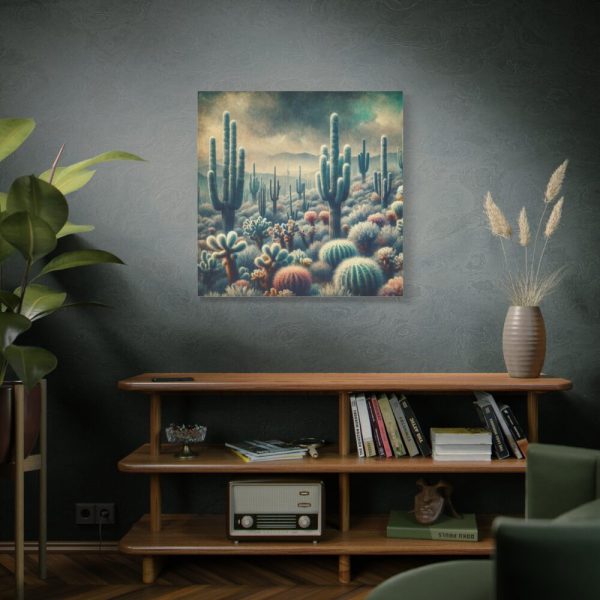 101419-99.jpg Vintage Art Painting of Colder Cactus Desert Landscape Standard Canvas