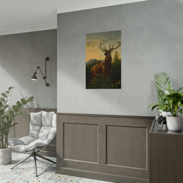 101848-4.jpg Deer in Forest Landscape Poster