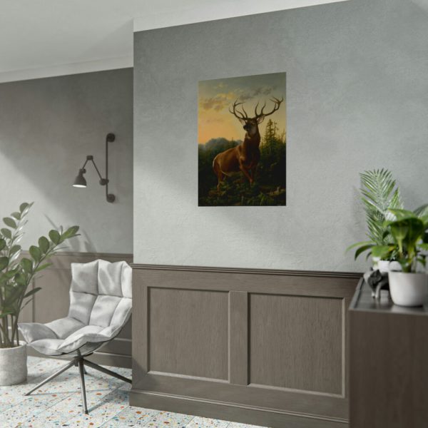 101851-9.jpg Deer in Forest Landscape Poster