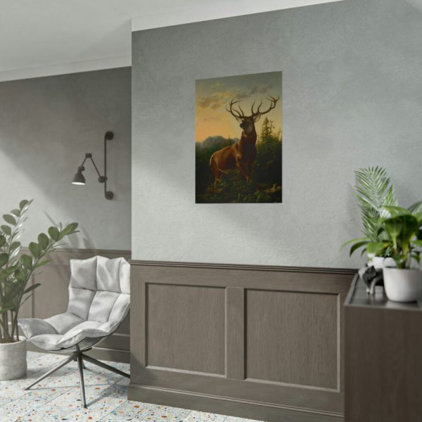 101852-4.jpg Deer in Forest Landscape Poster