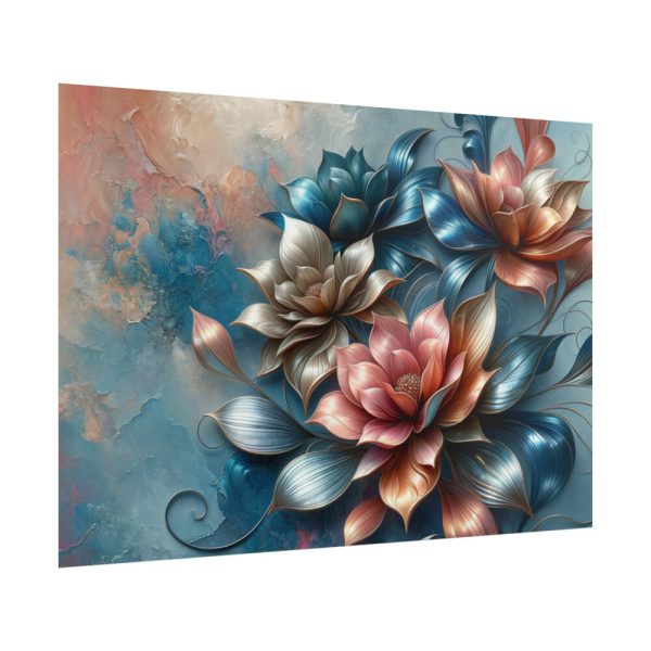 101875-187.jpg Metallic-Textured Flowers in Abstract Style Poster