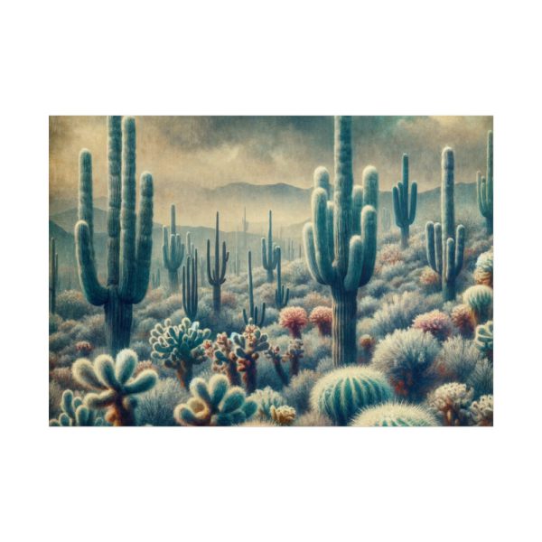 101875-215.jpg Vintage Art Painting of Colder Cactus Desert Landscape Poster