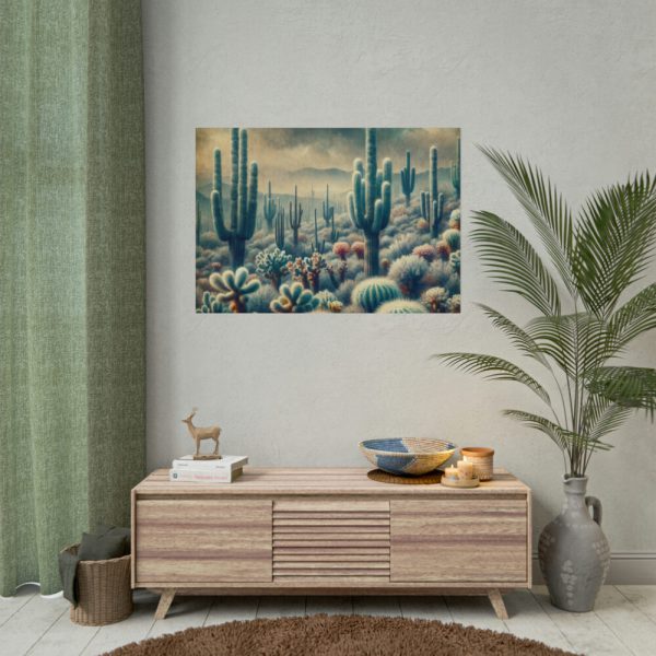 101875-218.jpg Vintage Art Painting of Colder Cactus Desert Landscape Poster