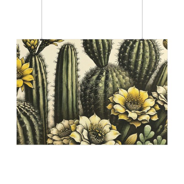 101875-221.jpg Vintage-Style Illustration of Cacti With Yellow Flowers Poster