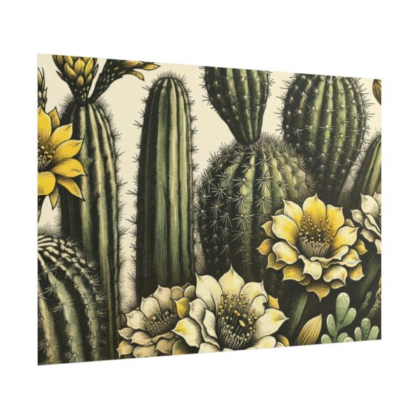 101875-222.jpg Vintage-Style Illustration of Cacti With Yellow Flowers Poster