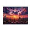 101875-236.jpg Cacti and Red Sky in Desert Poster