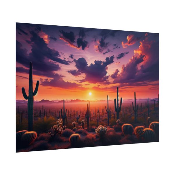 101875-237.jpg Cacti and Red Sky in Desert Poster