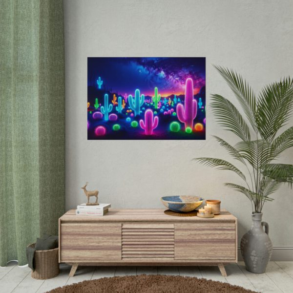 101875-243.jpg Multicolor Bioluminescent Neon Cacti in Desert Poster