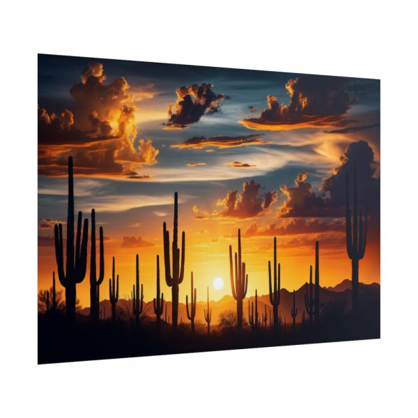 Saguaro Cacti Silhouetted Against Sky Poster