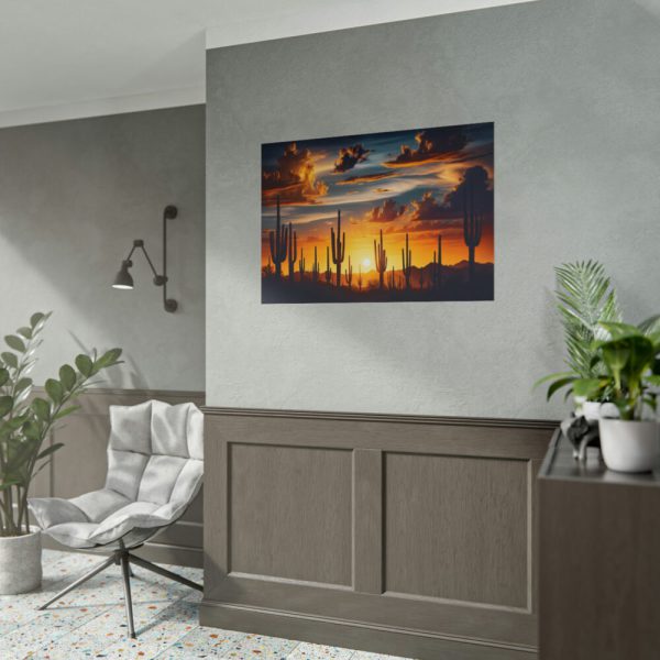 Saguaro Cacti Silhouetted Against Sky Poster