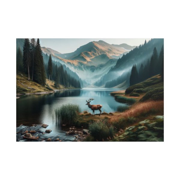 101875-350.jpg Deer by a Mountain Lake Poster
