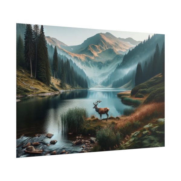 101875-352.jpg Deer by a Mountain Lake Poster