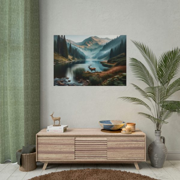 101875-353.jpg Deer by a Mountain Lake Poster