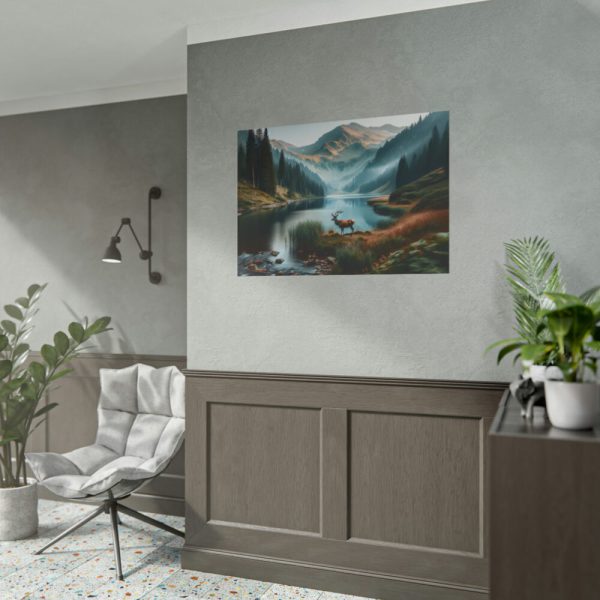 101875-354.jpg Deer by a Mountain Lake Poster