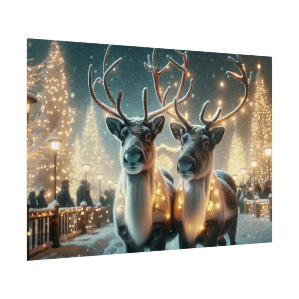 101875-357.jpg Two Reindeer Amid the Magical Glow of a Wintery Poster