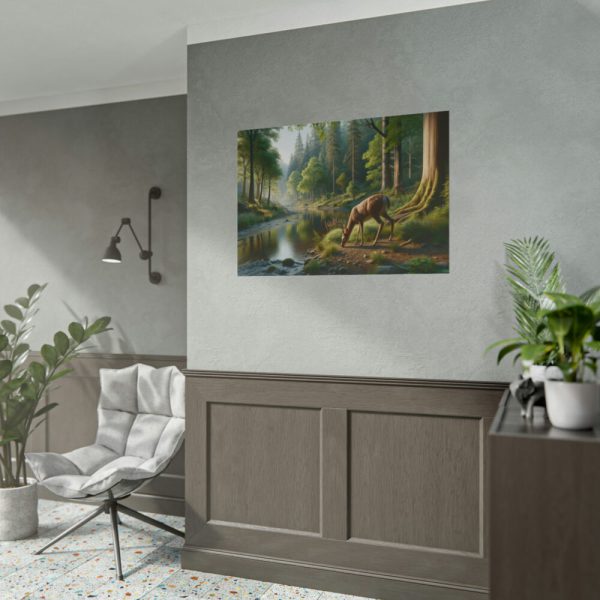 101875-379.jpg Deer By a River In a Forest Poster