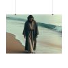 101875-391.jpg Person Walking at the Edge of the Surf on a Beach Poster