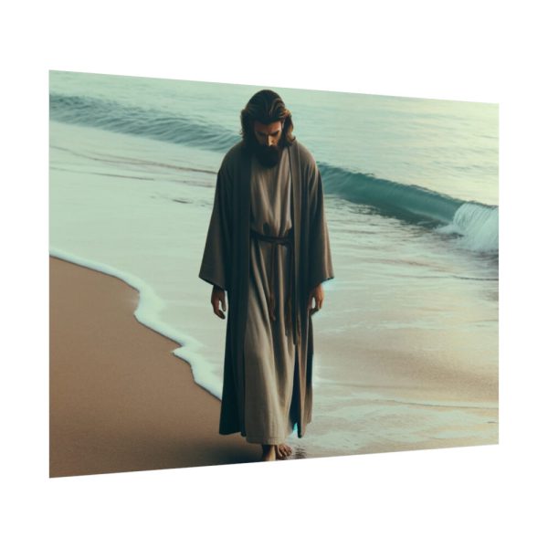101875-392.jpg Person Walking at the Edge of the Surf on a Beach Poster