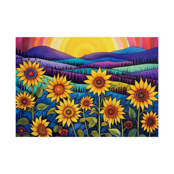 Whimsical Sunflower Field Art Poster