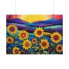 Whimsical Sunflower Field Art Poster