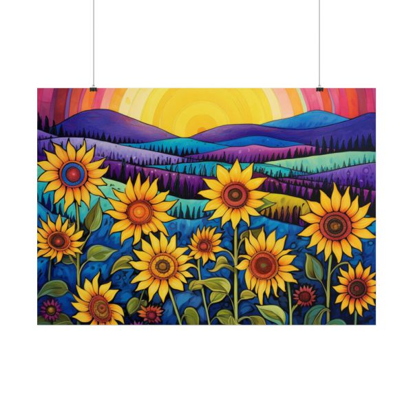 Whimsical Sunflower Field Art Poster