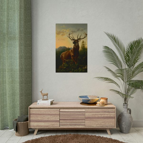 101890-3.jpg Deer in Forest Landscape Poster