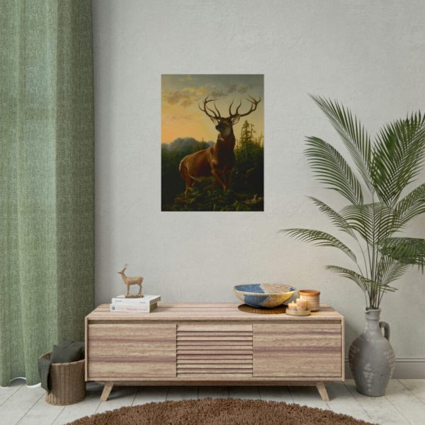 101892-3.jpg Deer in Forest Landscape Poster