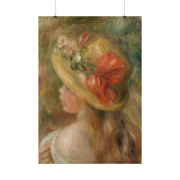101894-136.jpg Young Girl with Hat by Pierre Auguste Renoir Poster