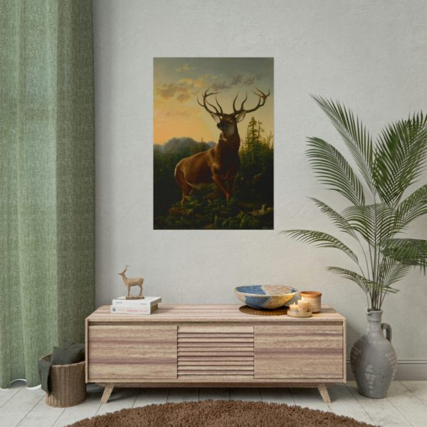 101894-203.jpg Deer in Forest Landscape Poster