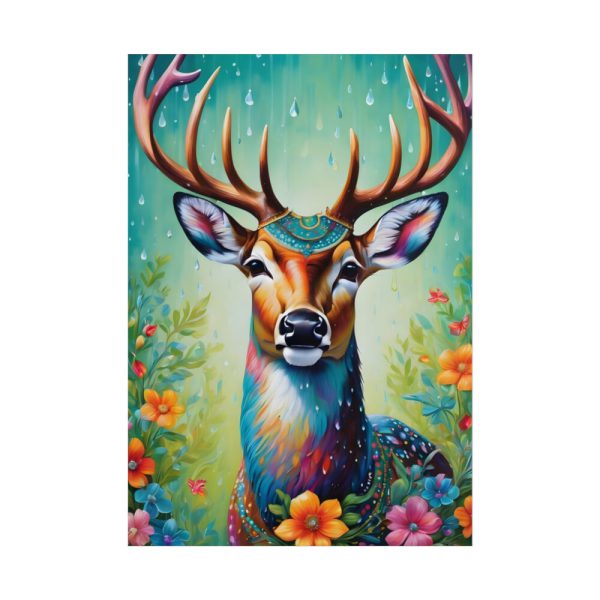 101894-230.jpg Deer Decorated With Colorful Flowers Poster