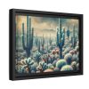 88280-1.jpg Vintage Art Painting of Colder Cactus Desert Landscape Framed Canvas