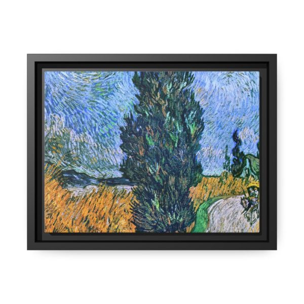 88280-10.jpg Vincent van Gogh's Road with Cypress and Star Framed Canvas