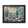 88280.jpg Vintage Art Painting of Colder Cactus Desert Landscape Framed Canvas