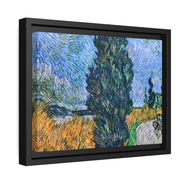 88280-11.jpg Vincent van Gogh's Road with Cypress and Star Framed Canvas