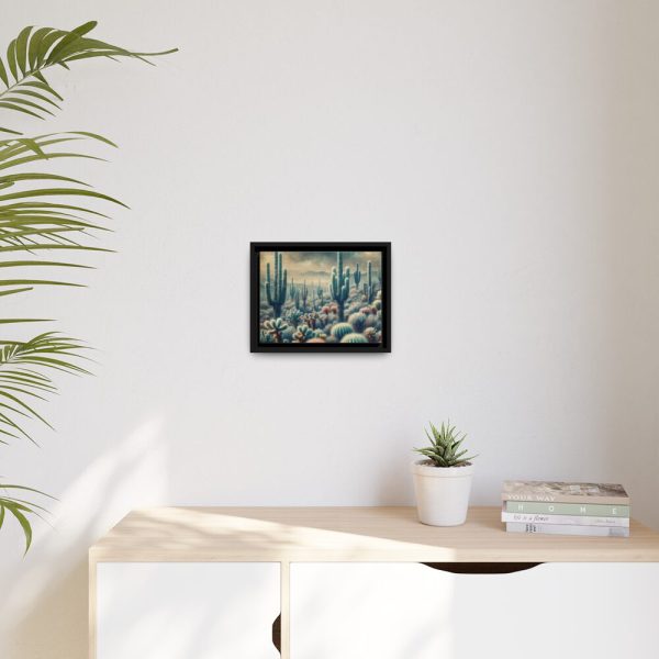88280-3.jpg Vintage Art Painting of Colder Cactus Desert Landscape Framed Canvas