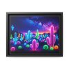 88280-6.jpg Multicolor Bioluminescent Neon Cacti in Desert Framed Canvas