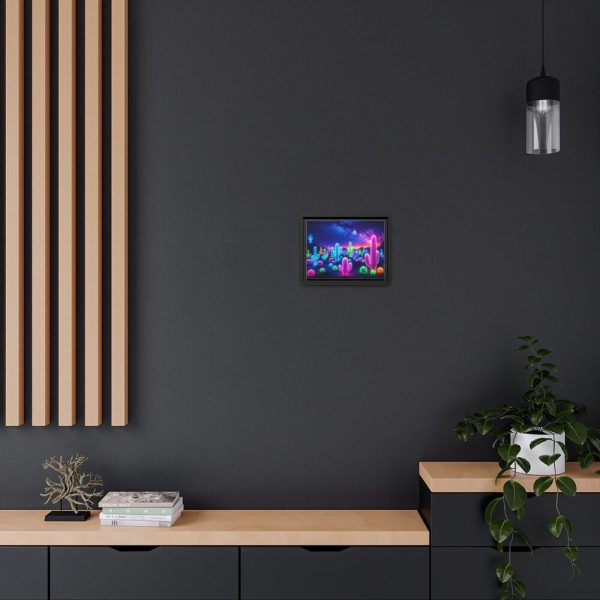 88280-9.jpg Multicolor Bioluminescent Neon Cacti in Desert Framed Canvas