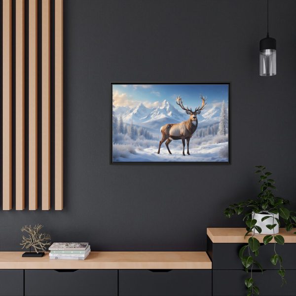 88287-4.jpg Deer Stands in the Snow Framed Canvas
