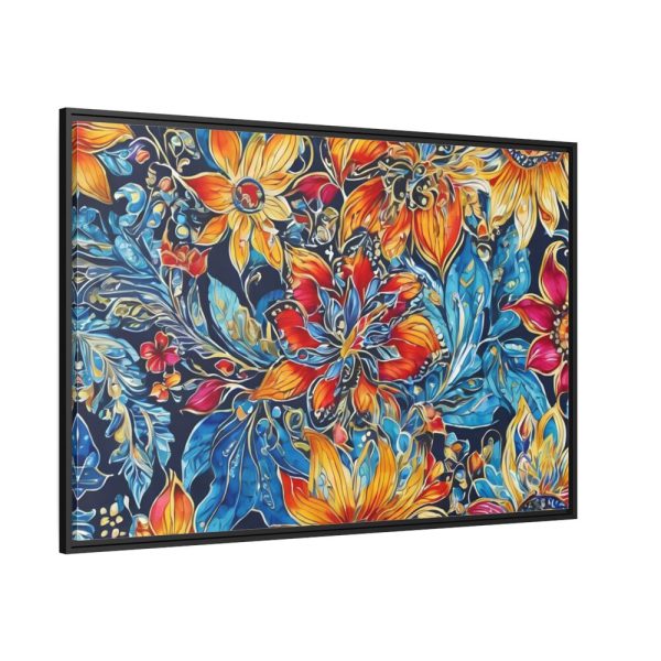 Batik Flowers Pattern Framed Canvas